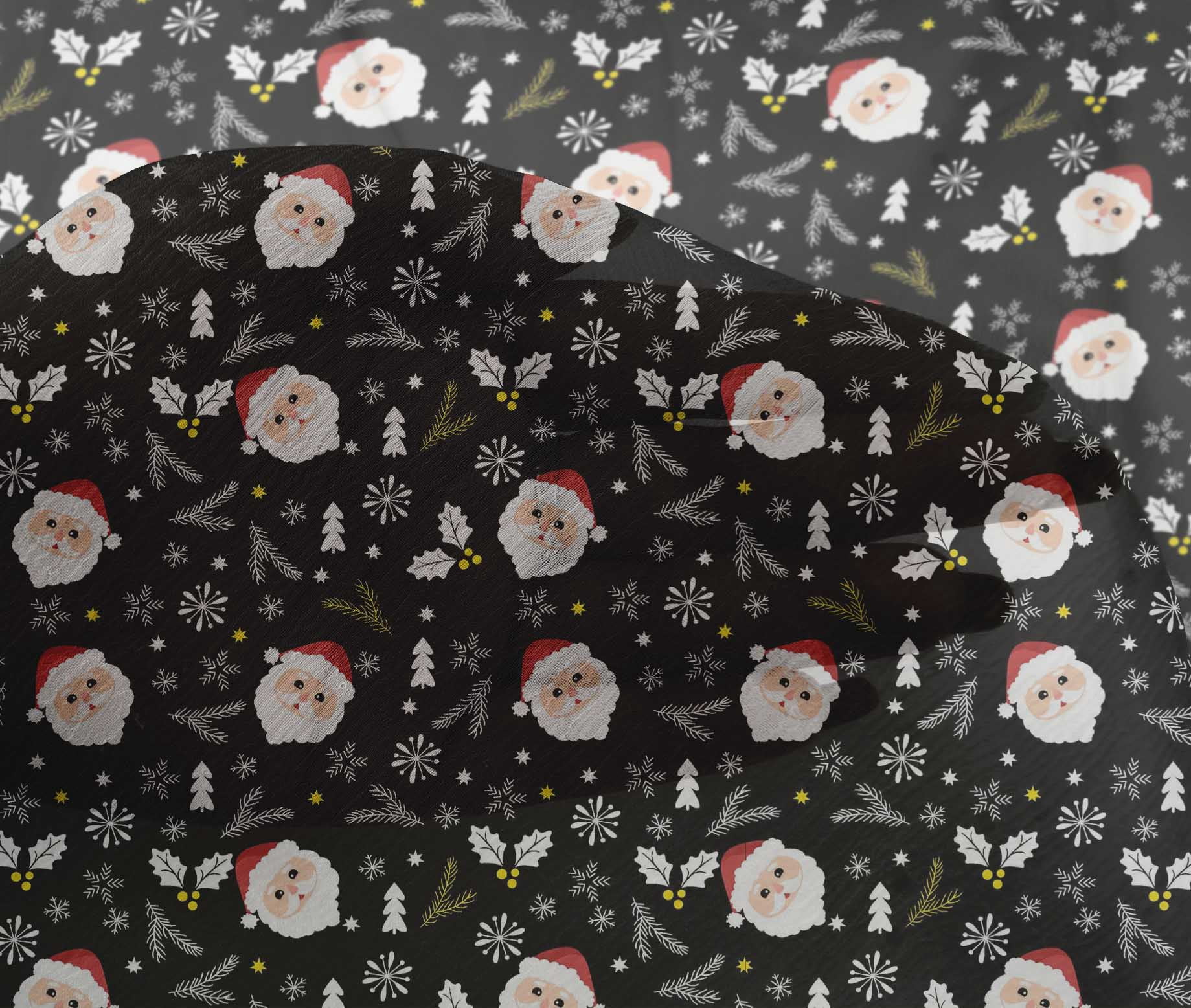oneOone Viscose Chiffon Black Fabric Christmas Diy Clothing Quilting Fabric Print Fabric By Yard 42 Inch Wide-SC