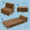 thumbnail image 2 of BRONKIGE Furniture Kids Fold Out Couch 2-in-1 Children Convertible Sofa to Lounger with Soft Plush Fabric, Toddler Couch Chair, Brown, 2 of 7