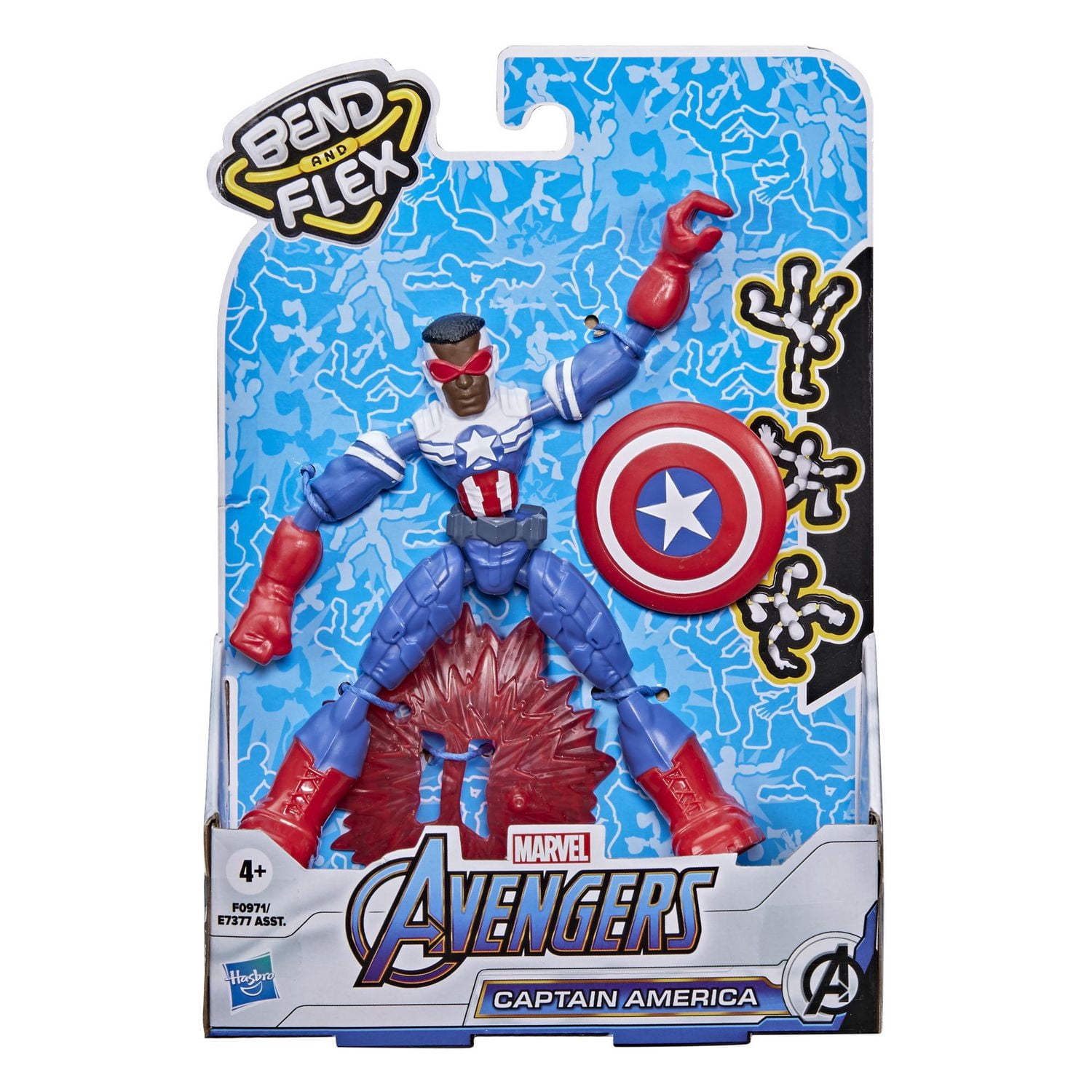 Marvel Avengers Bend And Flex Action Figure Toy, 6-Inch Flexible Captain America Super Hero Figure, Includes Accessory, For Kids Ages 4 And Up