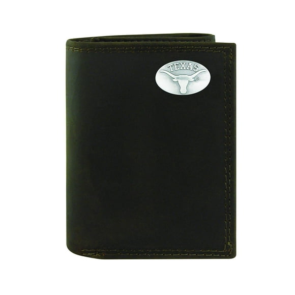 Zeppelin Products Inc. NCAA Texas Longhorns Light Brown Crazyhorse Leather Trifold Concho Wallet, One Size,UTX-IWT2-CRZH-LBR