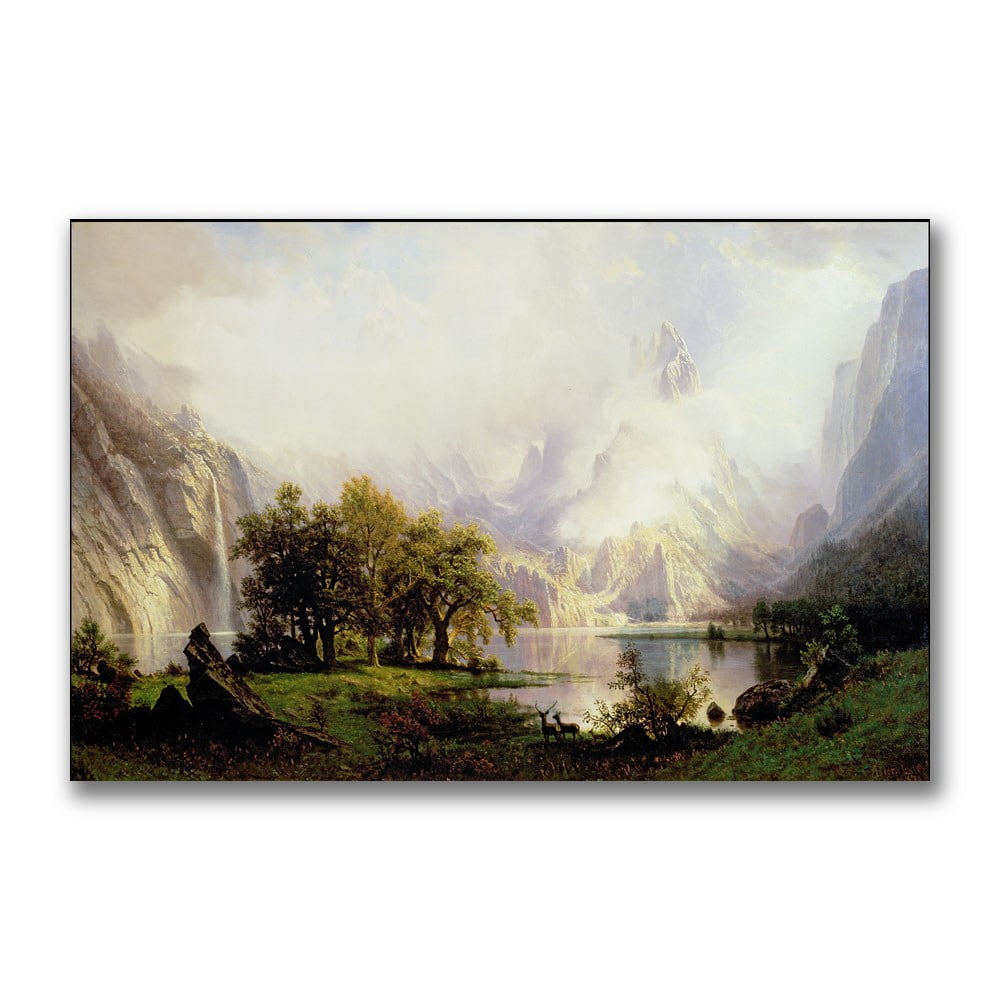 Trademark Fine Art "Rocky Mountian Landscape, 1870" Canvas Wall Art by Albert Biersdant
