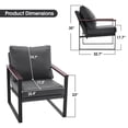 thumbnail image 4 of MCombo Modern Accent Chair, Armchair with Upholstered Cushion for Living Room Bedroom,  Faux Leather(Dark Grey), 4 of 9