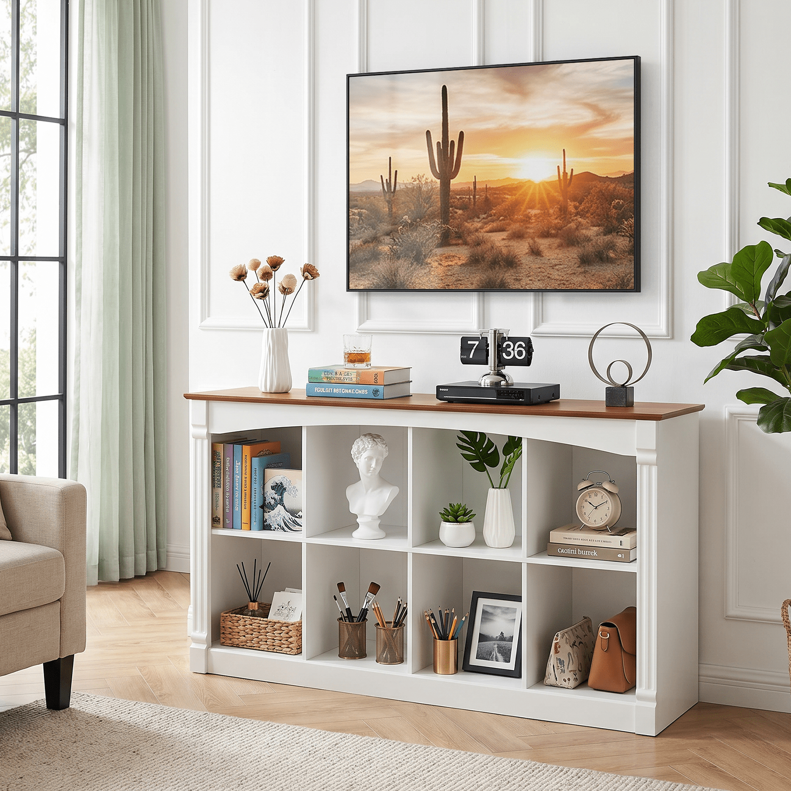 Leumius 8-Cube Storage Organizer,2-Tier Cube Bookcase Open Cubby Display Shelf Unit for Living Room, Bedroom, Office