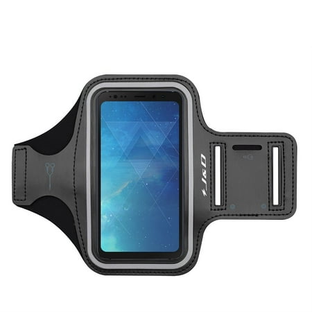 Active Sport Armband Galaxy S8 Active Armband, J&D Sports Armband for Samsung Galaxy S8 Active, Key holder Slot, Perfect Earphone Connection while Workout Running - Black ()