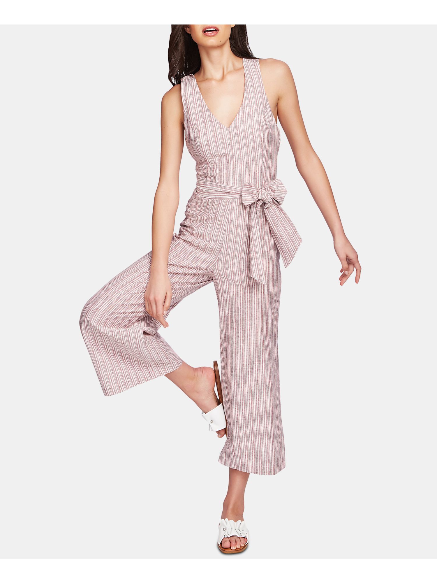 pink belted jumpsuit