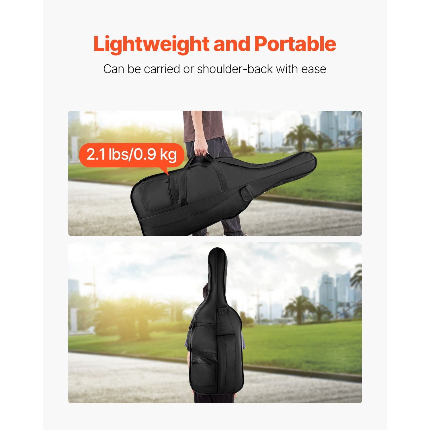 Carbon Fiber Violin Carrying Case - 4/4 Full Size, Water-Resistant Black Bag