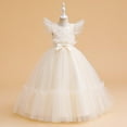 thumbnail image 2 of Zpanxa Robes à Fleurs pour Filles Robe Princesse en Satin de Couleur Unie Robe de Fête d'Anniversaire de Spectacle Coton Polyester Jaune 11 Ans, 2 of 7