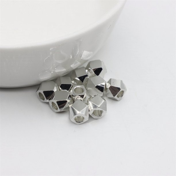 Cuentas Espaciadoras De Oro Real Chapados En Cobre De 18 Quilates , Espaciador De Diamantes , Pulsera Cuadrada , De Esquina De Corte Cuadrado Hexagonales