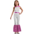 thumbnail image 1 of Hansber Combinaisons de Danse Disco Sans Manches à Sequins pour Filles Enfants Col Rabattu Fermeture Éclair Argent 16, 1 of 5