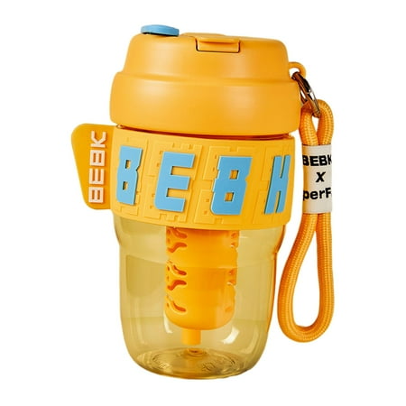 

Portable Water Bottle Coffee Cup with Lid with Handle Strap 580ml Water Jug Drinking Cup Water Cup for Cycling Traveling Hiking Exercise Gym Yellow