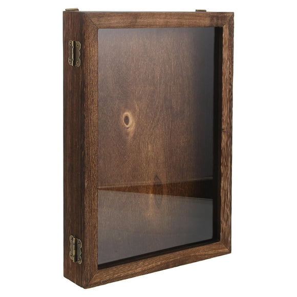 OUNONA Shadowbox Display Case Wood Dark Brown Vintage Style for Home Decor 1Set