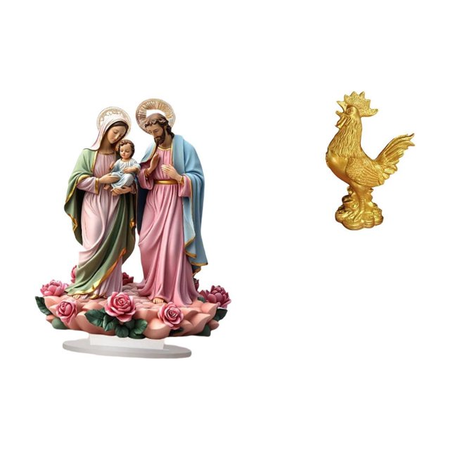 Letrero de mesa de pollo, adorno acrílico, escultura de resina, figura decorativa de escritorio, patrón vívido, adecuado para estantería, oficina, dec