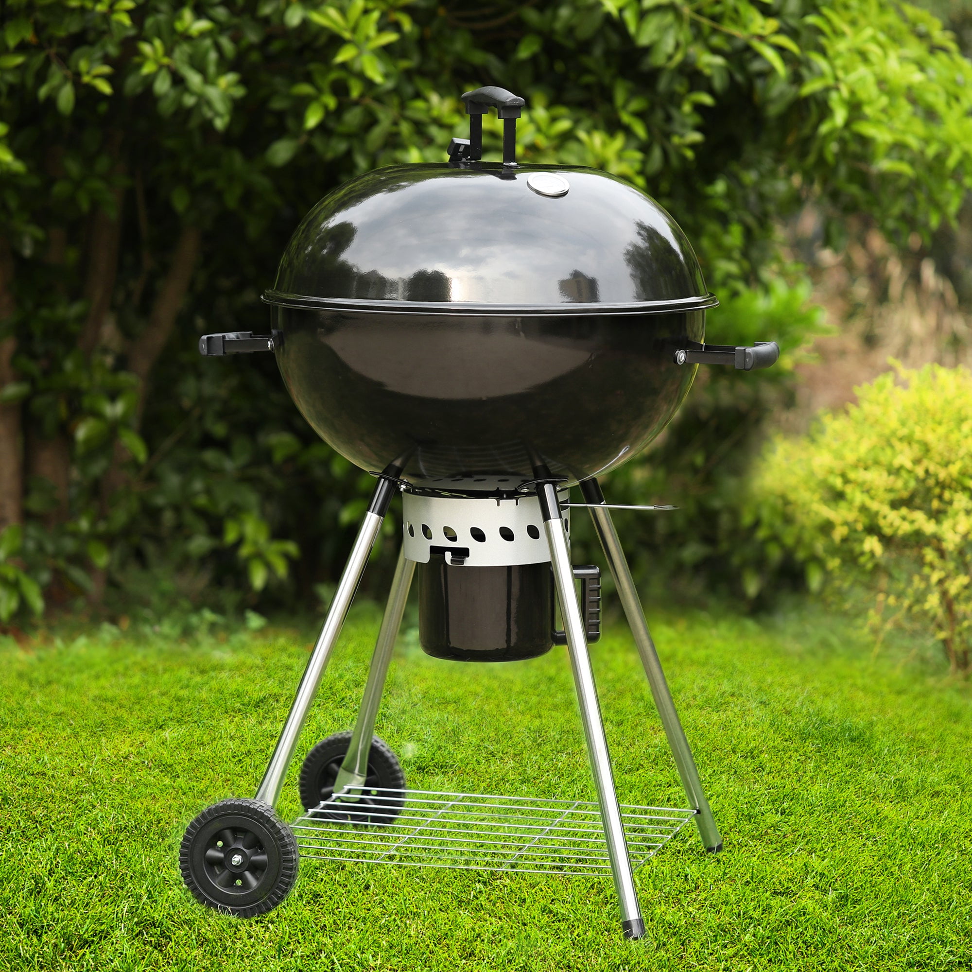 Sophia & William Portable 22" Kettle Charcoal BBQ Grill with Ash Catcher Wheels - Walmart.com