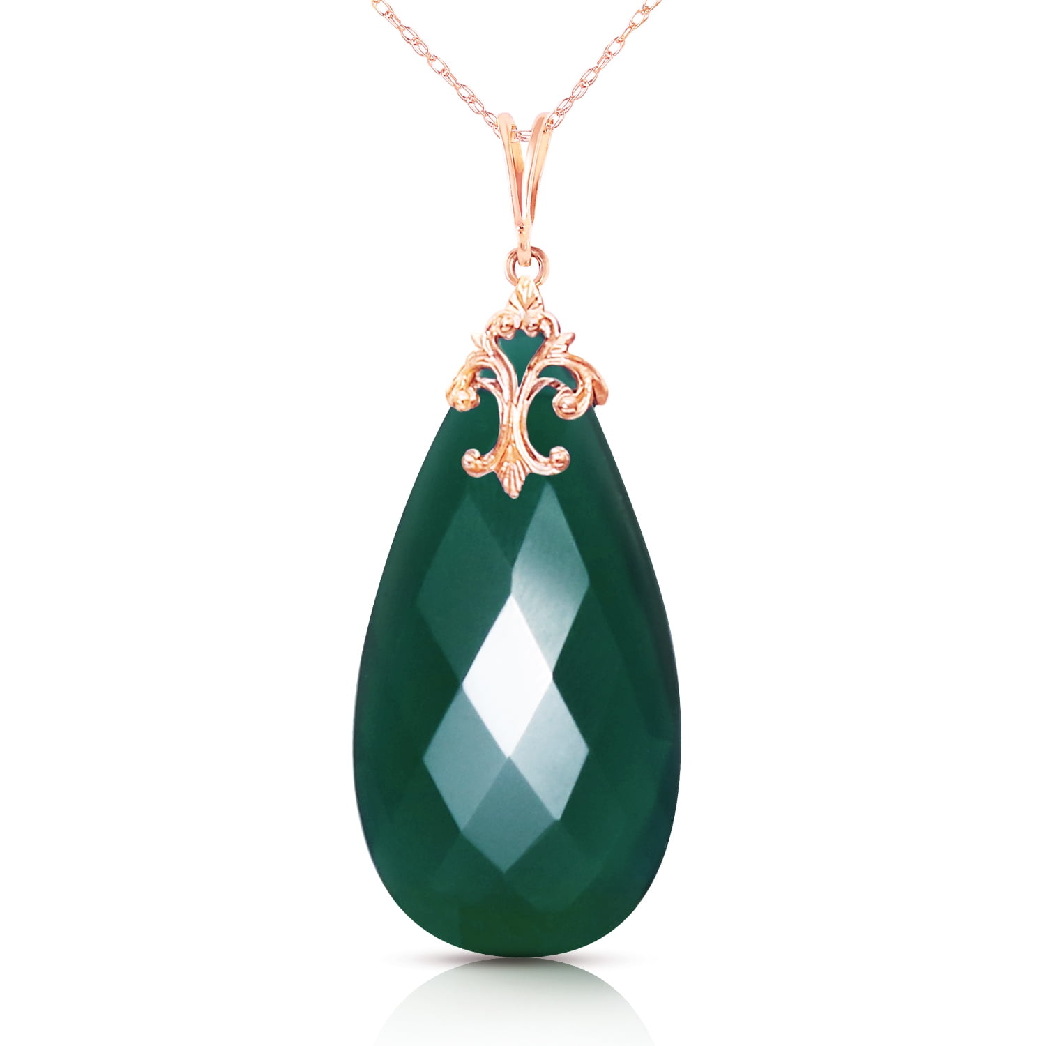 Galaxy Gold 14K Solid Gold Briolette Necklace for Women - Rose Gold Fine Jewelry