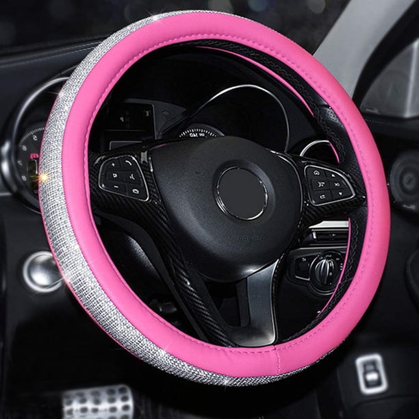 Cubierta del volante Cubierta del volante Heavy Duty PU Cuero Elegantes diamantes de cristal, Sparkling Diamond Antideslizante Cubierta del volante del automóvil Xemadio MZQ-0715-2
