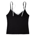 thumbnail image 7 of Crop Tops for Women Summer Color Block Spaghetti Strap Lace V Neck Low Cut Bow Front Slim Fit Y2k Camisole Going out Tank Top, 7 of 7