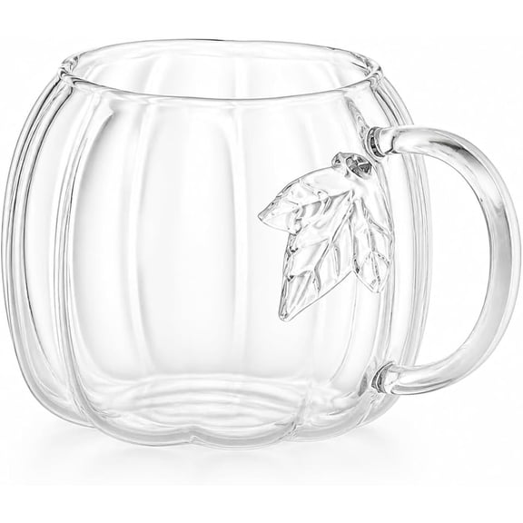 Halloween Autumn Home Decor Pumpkin-Shaped Glass Cup (Transparent)Z