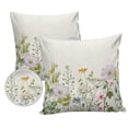 thumbnail image 2 of Outdoor Throw Pillow Cover Watercolor Spring Flower Plants Waterproof Cushion Covers 2 Pack Botanical Leaves on Burlap Cotton Pillow Cases Home Decoration for Patio Garden Couch Sofa, 2 of 7