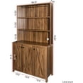 thumbnail image 2 of AngLink Large Kitchen Pantry Cabinet, Storage Hutch with Microwave Stand & Wine Rack, Freestanding Kitchen Cupboard Buffet Bar Cabinet with Barn Door & Open Shelves for Home (Walnut), 2 of 16