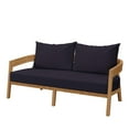 thumbnail image 1 of Lounge Loveseat Sofa, Blue Navy Natural, Teak Wood, Fabric, Modern Contemporary, Outdoor Patio Balcony Cafe Bistro Garden Furniture Hotel Hospitality, 1 of 8