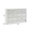 thumbnail image 5 of Benjara 6 Drawer Modern Wide Wood Dresser with Medallion Details, White washed, 61 Inch, 5 of 6