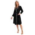 thumbnail image 6 of Pretty Comy Womens Cotton Robes, Lightweight Robes for Women Lace Sleeves Knit Bathrobe Soft Sleepwear Ladies Loungewear With Pocket, 6 of 8