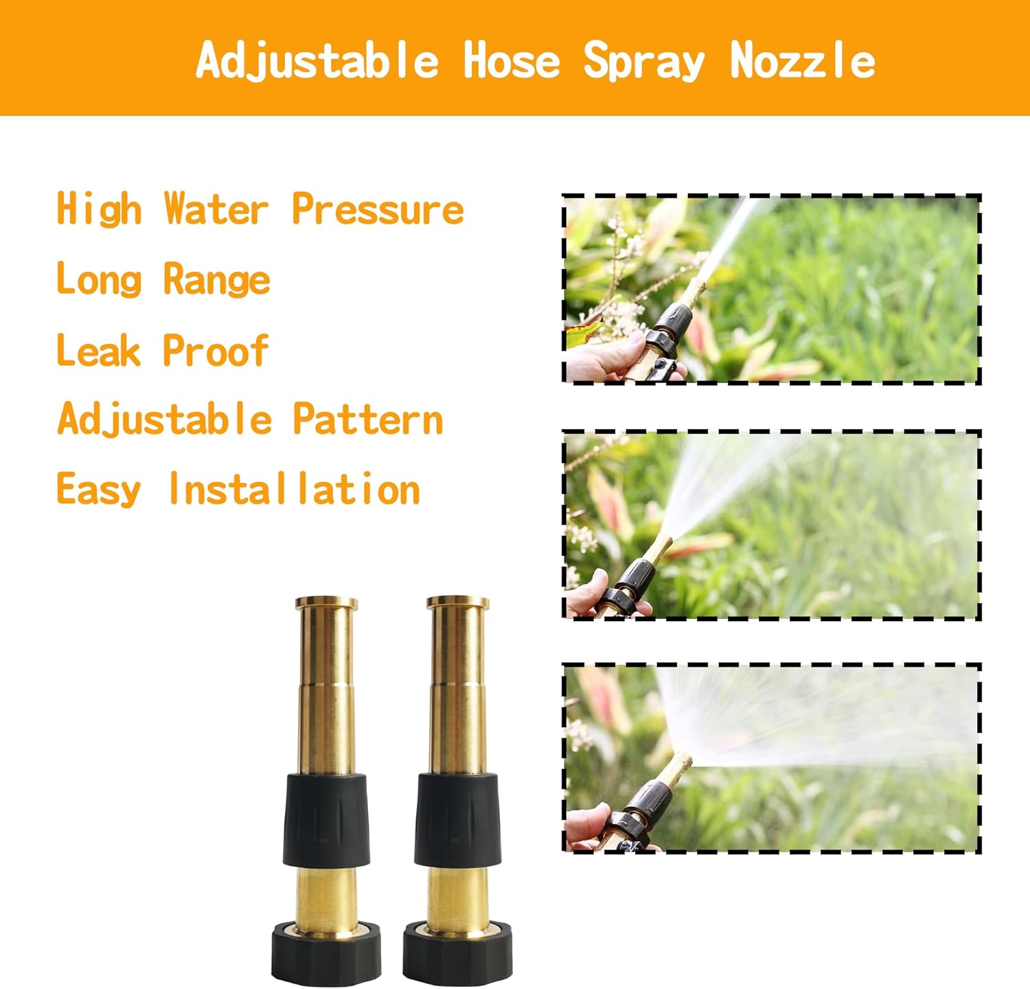 Brass Garden Hose 4 Way Splitter 5 Inch Jet Sweeper Nozzle Bundle