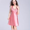 thumbnail image 3 of Defitshape Women's Satin Nightgown Sleeveless Sleep DressLight Pull On Cami Bunched Empire Waist Mid Thigh Night Gown Coral 12, 3 of 5
