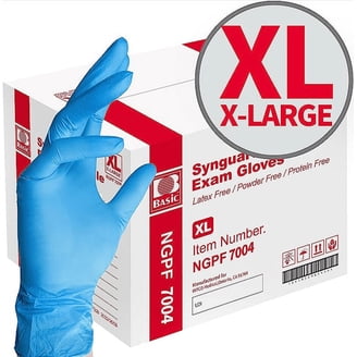 SynGuard Nitrile Exam Gloves, Powder Free, Latex Free, Blue, Large