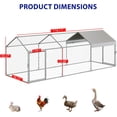 thumbnail image 3 of Royalbelle 130×40×40 Inch Large Chicken Coop,3 Compartments Chicken Run with 2 Doors & Waterproof Cover,Walk in Poultry Cage for Hen,Rabbit,Duck,Goose,Silver, 3 of 7
