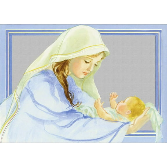 LPG Greetings Mary Holding Jesus with Silver Foil: Helen Kunic Religious Christmas Card (1 card/1 envelope)
