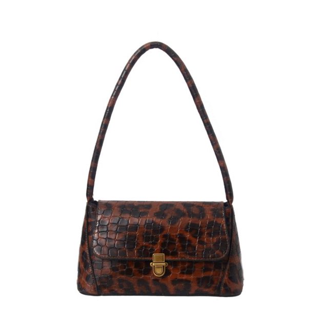 Bolso de hombro con axila de leopardo para mujer, bolsos de mano con solapa de PU Vintage (marrón) Likrtyny Para estrenar