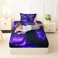 thumbnail image 4 of Feelyou Ancient Gothic Dragon Twin Sheet Sets for Men Boys, Western Magical Castle Bedding, Black Violet, 3 Pieces, 4 of 5