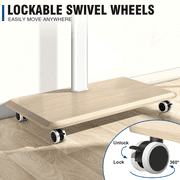 RTVR Modern Rolling TV Stand for 32 to 70 inch Screens, White Floor Portable TV Stand with Wooden Base