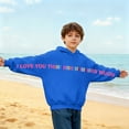 thumbnail image 6 of Girls Blue Graphic Hoodie - "I Love You This Much" Design, Soft 100% Polyester Long Sleeve Hooded Sweatshirt for Kids 4-12, Machine Washable,Size 13 T, 6 of 7