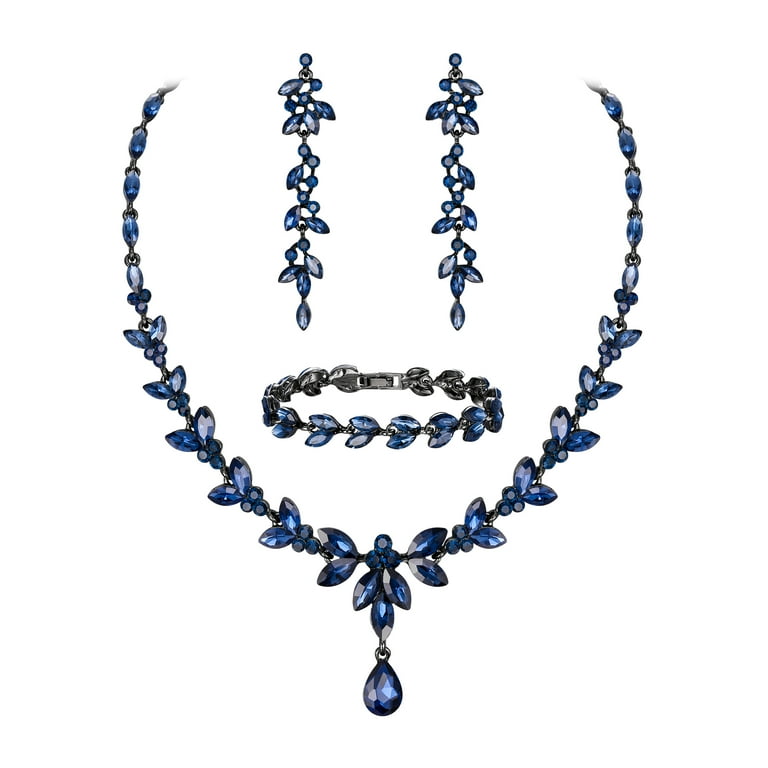 Wedure Austrian Crystal Bridal Bridesmaid Jewelry Sets Elegant