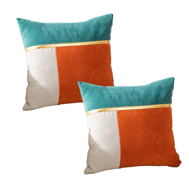 Funda de almohada con costura de terciopelo de tres colores, funda de almohada creativa para sofá para el hogar, 2 uds.
