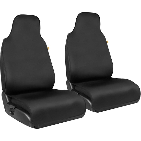Caterpillar Waterproof Automotive Seat Covers for Cars Trucks and SUVs, 2 Pack Durable Neoprene Seat Protectors for Front Seats, Black Seat Covers with Black Trim