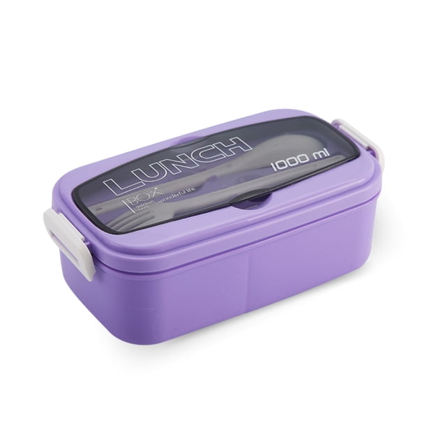 Lonchera de Plastico para Almuerzo | 2 Compartimientos de Comida | Con Cubiertos | Apta para Microondas | Contenedor Portatil