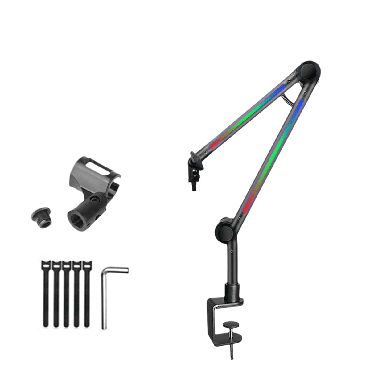 RGB Microphone Arm Stand,Mic Arm with RGB Light,Rotatable Suspension Boom Scissor Stand for Gaming Streaming B