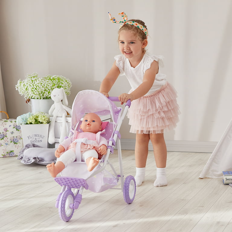 Olivia\'s Little Stroller, Jogging Twinkle World Princess Baby Purple Doll Stars