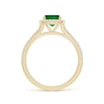 thumbnail image 2 of ANGARA Lab Grown Cushion Rectangular Emerald Halo Split Shank Engagement Ring for Women in 14K Yellow Gold (Size-8x6mm) | May Birthstone, Anniversary, Jewelry Gift for Women | Lab-Grown Emerald Ring, 2 of 8