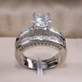 thumbnail image 5 of 8*8mm Round Cut CZ 925 Silver Band Women's White Gold/Yellow Gold Ring Size 6-10, 5 of 7