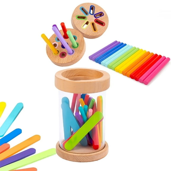 Montessori Toys for 1-3 Year Old, Wooden Learning Color Sorting Toys for Toddlers Age 1 2 3, Birthday Gifts for 1 2 3 Year Old Boys Girls