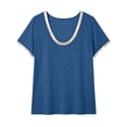 thumbnail image 4 of cocolona Summer Tops for Women Crew Neck Short Sleeve Patchwork T-Shirts Base Tees Casual Trendy Blouses, 4 of 4