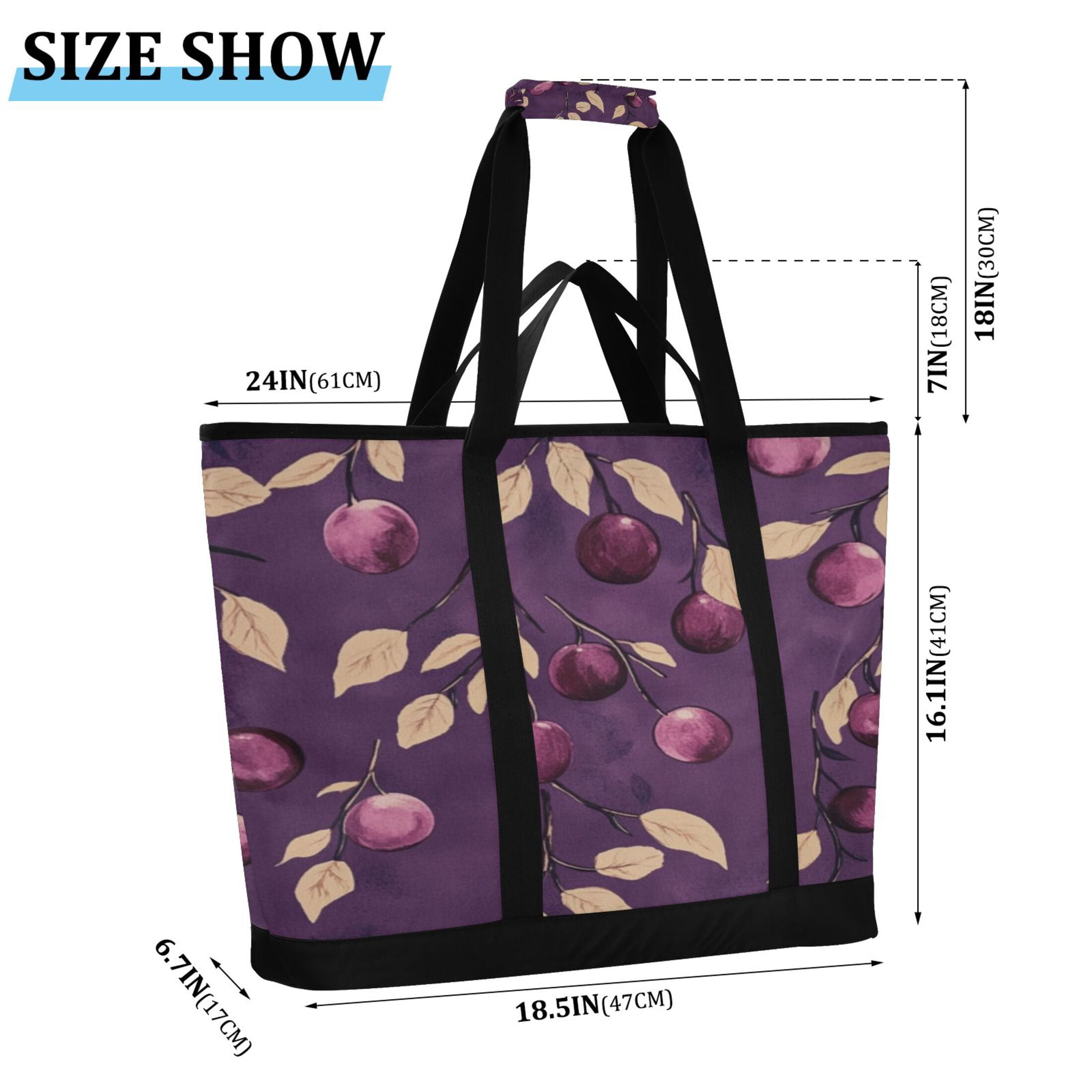 Large Hand-held Ice Pack Picnic Bag Insulation and Refrigeration Suitable for Shopping Picnics and Camping Purple Plum