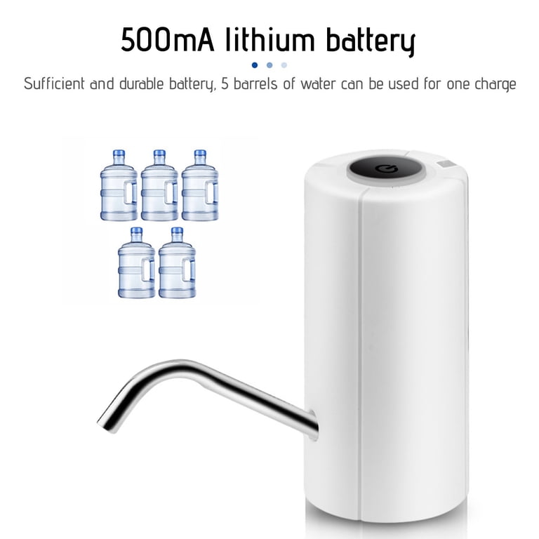 Portable Electric Water Pump Dispenser – Rechargeable Automatic Bottle Pump With Dual Outlets, LED Light, 1200mAh Battery, Fits Most Gallon Jugs (White/Black)
