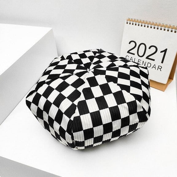 COCOpeaunt New Autumn Winter Plaid Beret Hats for Women French Berets Fashion Female Houndstooth Berets Black Berets with Adjustable