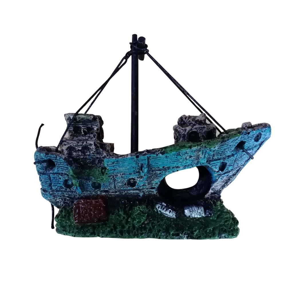 DALX Fish Tank Decoration Aquarium Accessories Ornament Cave Landscape Castles Ship Walmart.com