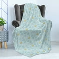 thumbnail image 4 of Rain Soft Flannel Fleece Throw Blanket, Rainy Day Themed Clouds and Sun Pattern in Repeating Layout, Cozy Plush for Indoor and Outdoor Use, 60" x 80", Baby Blue Indigo, by Ambesonne, 4 of 5